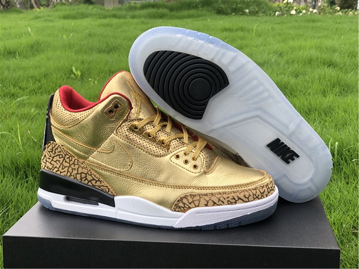 New Air Jordan 3 Gold Black